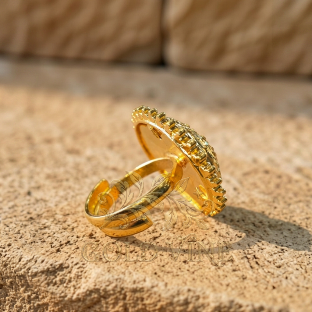 Ornate Round Medallion Statement Ring